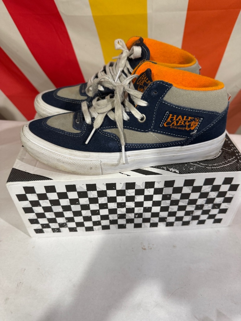 Vans Navy, Gray & Orange Half Cab Skate Shoes 7 - Picture 3 of 13